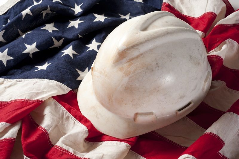 Hard Hat on US Flag cm