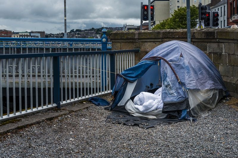 homeless tent by the river cm