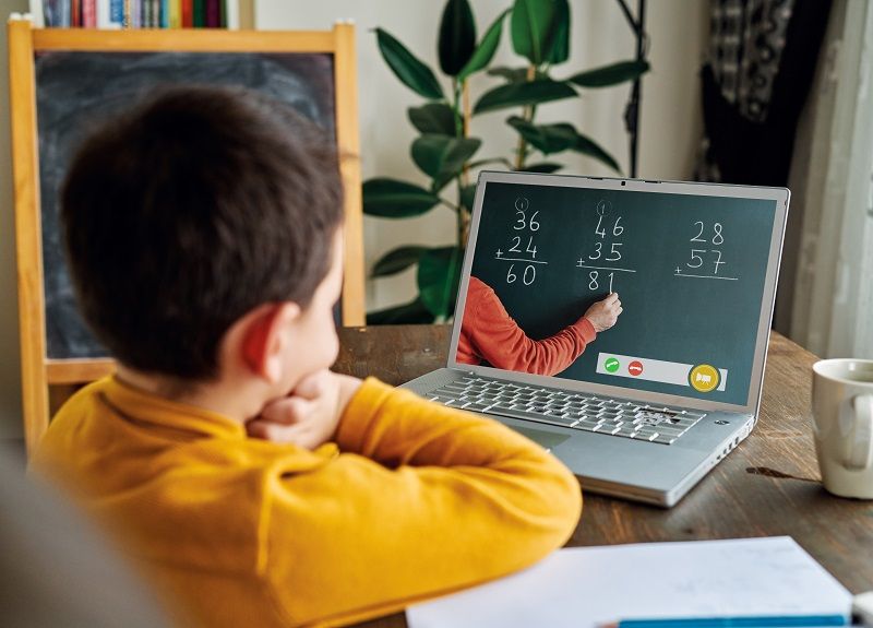 6 7 years cute child learning mathematics from computer. cm